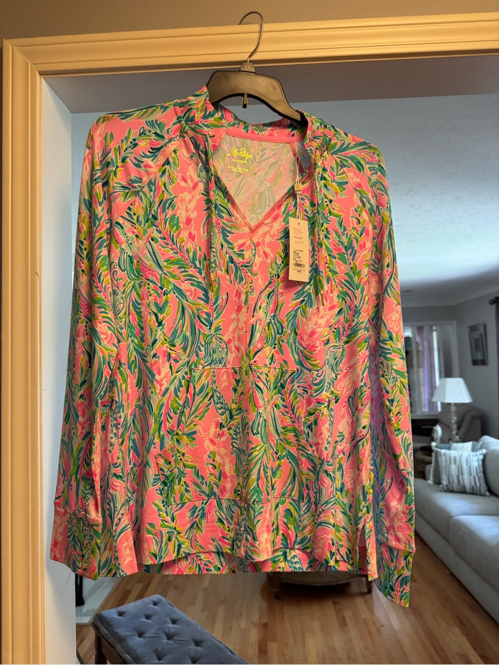 Lilly Pulitzer Pink Multicolor V-Neck Long-Sleeve Top nwt